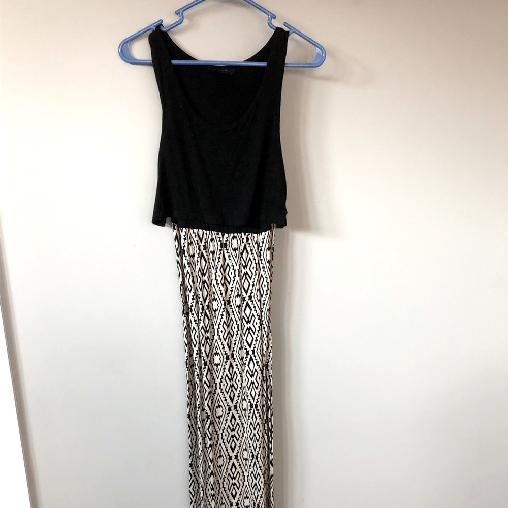 Iris Los Angeles -Black tan geometric maxi dress